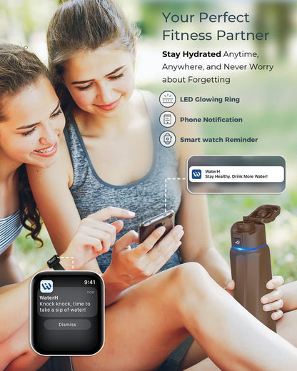 Waterh Boost Smart Water Bottle: 32 Oz Hydration Tracker with APP & Insulation